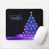 Tapis De Souris Monogramme de Noël Rose Bleu Hiver Noir Rustique (Avec souris)