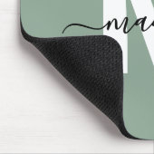 Tapis De Souris Monogramme de nom en écriture moderne verte (Coin)