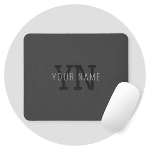 Tapis De Souris Monogramme de nom (ou autre texte) gris foncé mode