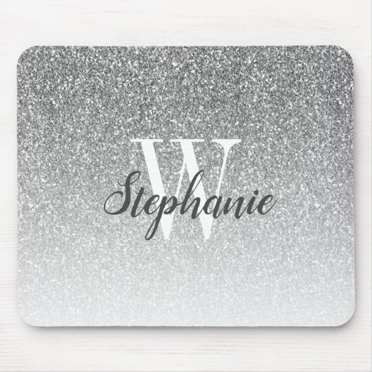 Tapis De Souris Monogramme de Parties scintillant de luxe Silver O (Devant)