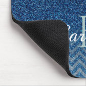Tapis De Souris Monogramme de Parties scintillant Elegant Bleu Per (Coin)