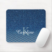 Tapis De Souris Monogramme de Parties scintillant Elegant Bleu Per (Avec souris)