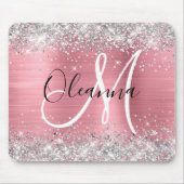 Tapis De Souris Monogramme de Parties scintillant en argent modern (Devant)