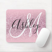 Tapis De Souris Monogramme de Parties scintillant Pastel Pink Edge (Avec souris)