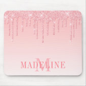 Tapis De Souris Monogramme de Parties scintillant rose moderne (Devant)
