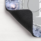 Tapis De Souris Monogramme de perles bleues (Coin)