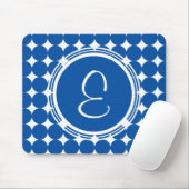 Tapis De Souris Monogramme de point Polka Bleu (Avec souris)