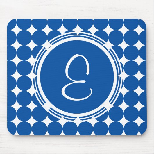 Tapis De Souris Monogramme de point Polka Bleu (Devant)