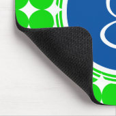 Tapis De Souris Monogramme de point Polka bleu et vert (Coin)