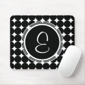 Tapis De Souris Monogramme de point Polka Noir (Avec souris)