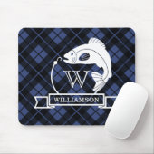 Tapis De Souris Monogramme de poisson plat bleu et de crochet (Avec souris)