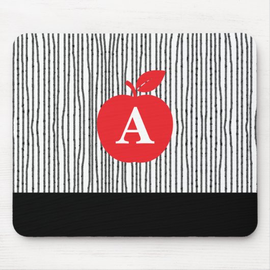 Tapis De Souris Monogramme de Pomme Rouge (Devant)