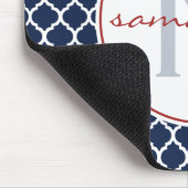 Tapis De Souris Monogramme de Quatrefoil de bleu marine et de (Coin)