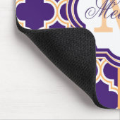 Tapis De Souris Monogramme de Quatrefoil pourpre (Coin)