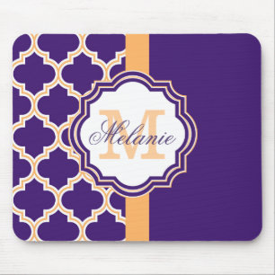 Tapis De Souris Monogramme de Quatrefoil pourpre
