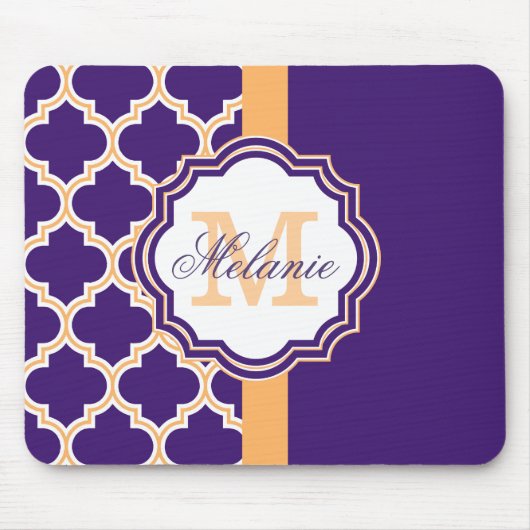 Tapis De Souris Monogramme de Quatrefoil pourpre (Devant)