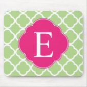 Tapis De Souris Monogramme de Quatrefole Rose Vert (Devant)