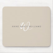 Tapis De Souris Monogramme de script blanc marron moderne (Devant)