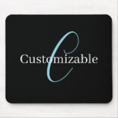 Tapis De Souris Monogramme de script cursif éditable Noir Bleu Bla (Devant)