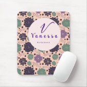 Tapis De Souris Monogramme de script de succulente rose  (Avec souris)