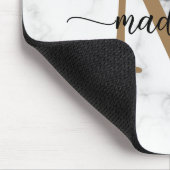 Tapis De Souris Monogramme de script féminin or marbre moderne (Coin)