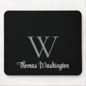 Tapis De Souris Monogramme de script moderne noir (Devant)