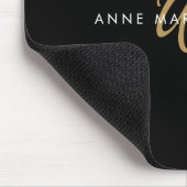 Tapis De Souris Monogramme de script or noir moderne (Coin)