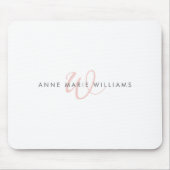 Tapis De Souris Monogramme de script rose moderne (Devant)