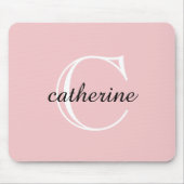 Tapis De Souris Monogramme de script rose pâle classique (Devant)