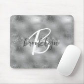 Tapis De Souris Monogramme de script tendance argenté Glam  (Avec souris)