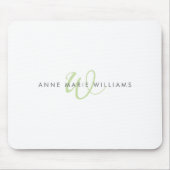 Tapis De Souris Monogramme de script vert clair moderne (Devant)