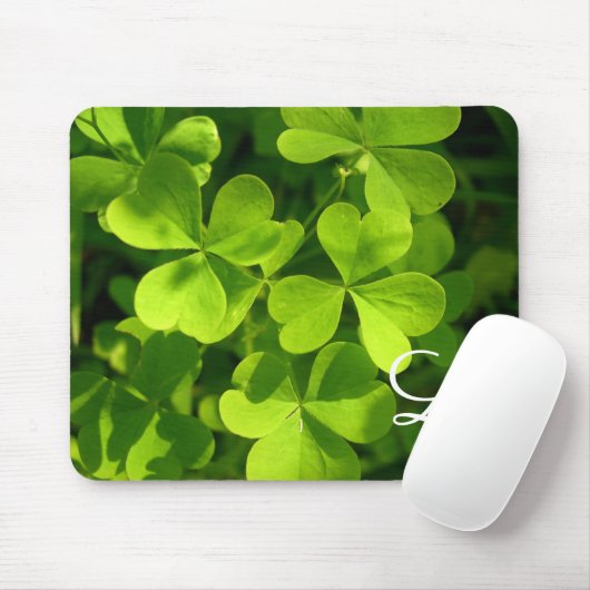 Tapis De Souris Monogramme de souris Shamrock vert (Avec souris)