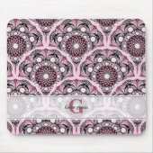 Tapis De Souris Monogramme Déco Rose Dusky Cherry Blossom Mandala (Devant)