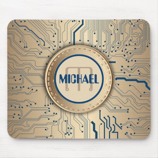 Tapis De Souris Monogramme d'en cuivre de l'électronique de carte (Devant)