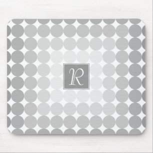 Tapis De Souris Monogramme des cercles gris modernes