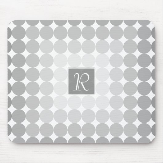 Tapis De Souris Monogramme des cercles gris modernes (Devant)
