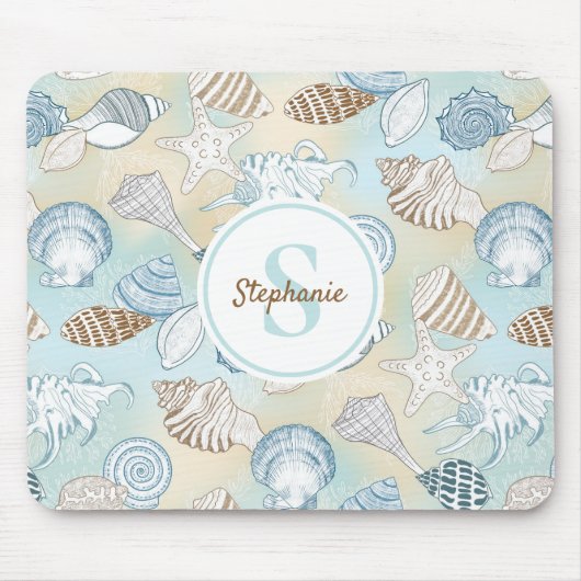 Tapis De Souris Monogramme des coquillages côtiers (Devant)