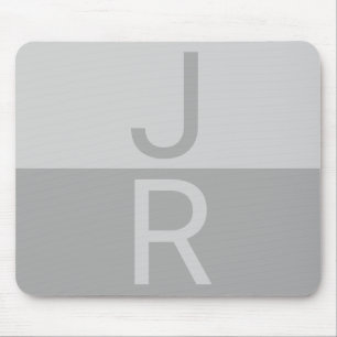 Tapis De Souris Monogramme d'initiales Modernes Gris Clair & Gris