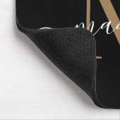 Tapis De Souris Monogramme d'or noir moderne Élégant Script de fil (Coin)