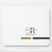 Tapis De Souris Monogramme d'or noir moderne simple (Devant)