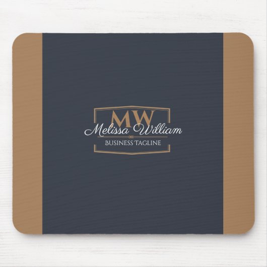 Tapis De Souris Monogramme d'or noir simple (Devant)