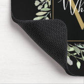 Tapis De Souris Monogramme d'or noir Vert Floral (Coin)