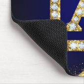 Tapis De Souris Monogramme doré initial A avec paillettes bleues (Coin)