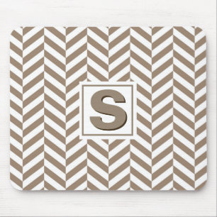Tapis De Souris Monogramme d'os de cerf blanc tan