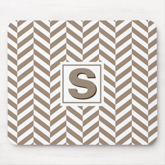 Tapis De Souris Monogramme d'os de cerf blanc tan (Devant)