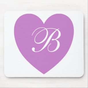 Tapis De Souris Monogramme du coeur pourpre Mousepad