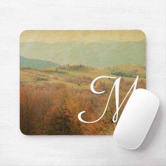 Tapis De Souris Monogramme du côté du pays italien - Panier initia (Avec souris)