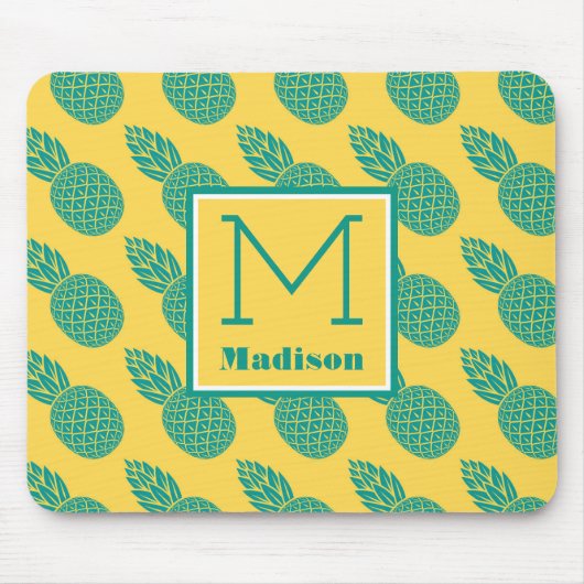 Tapis De Souris Monogramme du motif | d'ananas (Devant)