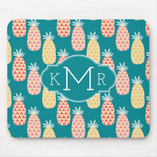 Tapis De Souris Monogramme du motif | de griffonnage d'ananas (Devant)