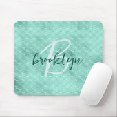 Tapis De Souris Monogramme Écailles de Poisson Sirène Feuille d'Aq (Avec souris)
